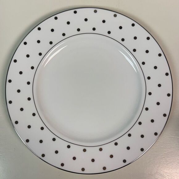 Larabee Road Platinum | kate spade new york New Kate Spade x Lenox Larabee Road Dinner Plate Silver Polka Dot Made in USA